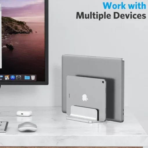 Double Desktop Stand Holder with Adjustable Dock Up to 17.3 inch Dock Version Vertical Laptop Stand