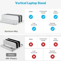 Double Desktop Stand Holder with Adjustable Dock Up to 17.3 inch Dock Version Vertical Laptop Stand