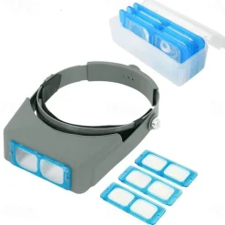 Double Lens Head Mounted Magnifier Eyewear Helmet Loupe Magnifying Glass Reading For Watch Tool Repair Educational Toys Gift