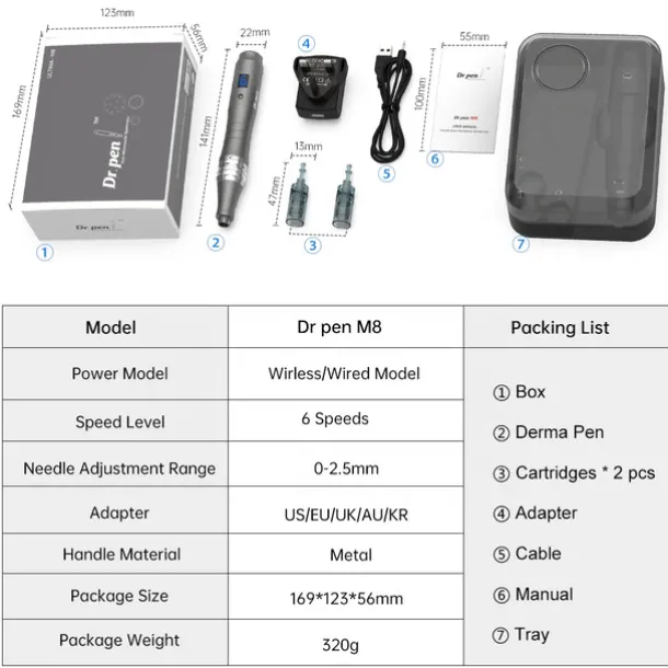 Dr Pen M8 Professional Wireless Dermapen Electric Stamp Design Microneedling Face Roller For Face Skin Care
