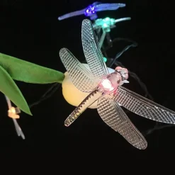 Dragonfly Solar String Lights Outdoor 6.5M 30LEDs Waterproof Solar Fairy Lights 8 Modes Decorative Lights for Patio Garden Yard Fence Wedding Christmas Party Warm White RGB Multicolor