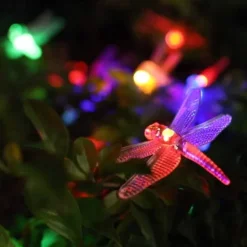 Dragonfly Solar String Lights Outdoor 6.5M 30LEDs Waterproof Solar Fairy Lights 8 Modes Decorative Lights for Patio Garden Yard Fence Wedding Christmas Party Warm White RGB Multicolor
