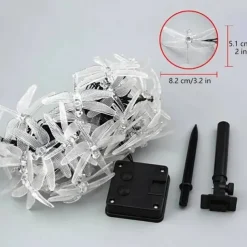 Dragonfly Solar String Lights Outdoor 6.5M 30LEDs Waterproof Solar Fairy Lights 8 Modes Decorative Lights for Patio Garden Yard Fence Wedding Christmas Party Warm White RGB Multicolor