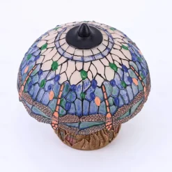 Dragonfly Table Lamp, Resin Handcraft Night Light Simulated Stained Glass Table Lamp