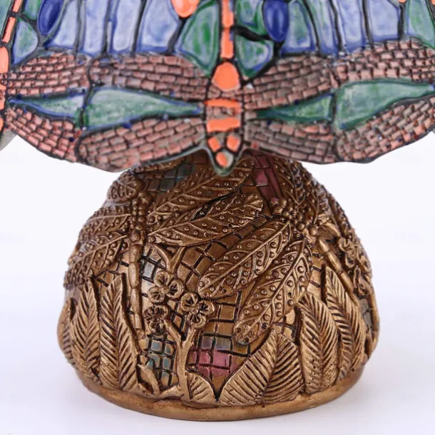 Dragonfly Table Lamp, Resin Handcraft Night Light Simulated Stained Glass Table Lamp