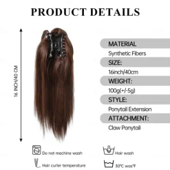 Drawstring Ponytails Women / Classic / Easy dressing Synthetic Hair Hair Piece Hair Extension Straight 16 inch Valentine's Day / Party Evening / Party / Evening