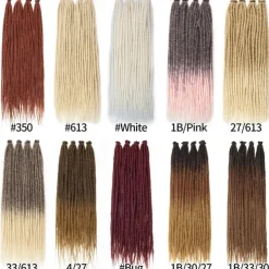 Dreadlock Extensions 24 Inch Synthetic Hippie Single Ended Dreads 15 Strands Ombre Brown 0.6 cm Width Loc Extensions Reggae Style Crochet Hair for Women