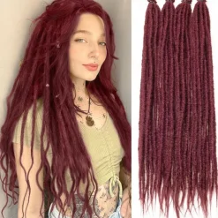 Dreadlock Extensions 24 Inch Synthetic Hippie Single Ended Dreads 15 Strands Ombre Brown 0.6 cm Width Loc Extensions Reggae Style Crochet Hair for Women