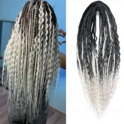 Dreadlock Extensions Double Ended 24 Inch 3 In 1 Mixed Light Brown to Blonde Dreads Set Synthetic Curly Ends Hippie Style Boho Wavy Dreads 20 Strands Handmade Dreads