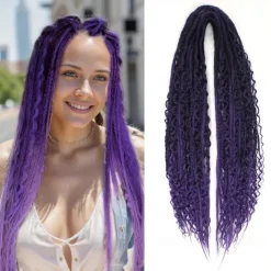 Dreadlock Extensions Double Ended 24 Inch 3 In 1 Mixed Light Brown to Blonde Dreads Set Synthetic Curly Ends Hippie Style Boho Wavy Dreads 20 Strands Handmade Dreads