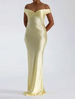 Dress Mermaid / Trumpet Party Dresses Elegant Dress Wedding Wedding Guest Floor Length Sleeveless Off Shoulder Backless with Ruched
