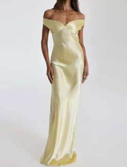 Dress Mermaid / Trumpet Party Dresses Elegant Dress Wedding Wedding Guest Floor Length Sleeveless Off Shoulder Backless with Ruched