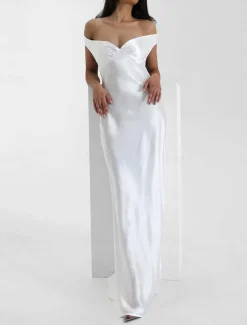 Dress Mermaid / Trumpet Party Dresses Elegant Dress Wedding Wedding Guest Floor Length Sleeveless Off Shoulder Backless with Ruched