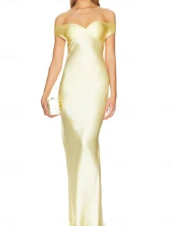 Dress Mermaid / Trumpet Party Dresses Elegant Dress Wedding Wedding Guest Floor Length Sleeveless Off Shoulder Backless with Ruched