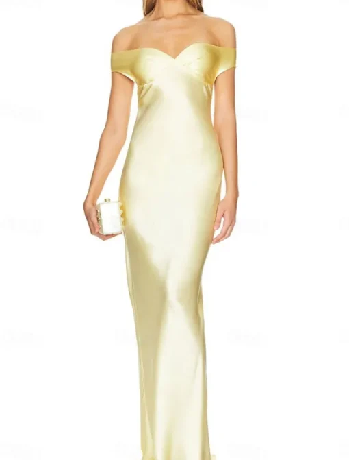 Dress Mermaid / Trumpet Party Dresses Elegant Dress Wedding Wedding Guest Floor Length Sleeveless Off Shoulder Backless with Ruched