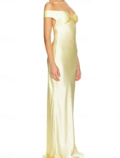 Dress Mermaid / Trumpet Party Dresses Elegant Dress Wedding Wedding Guest Floor Length Sleeveless Off Shoulder Backless with Ruched