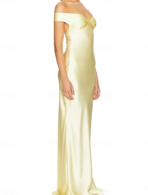 Dress Mermaid / Trumpet Party Dresses Elegant Dress Wedding Wedding Guest Floor Length Sleeveless Off Shoulder Backless with Ruched