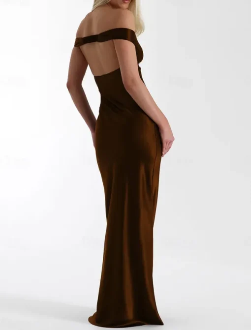 Dress Mermaid / Trumpet Party Dresses Elegant Dress Wedding Wedding Guest Floor Length Sleeveless Off Shoulder Backless with Ruched