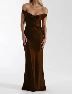 Dress Mermaid / Trumpet Party Dresses Elegant Dress Wedding Wedding Guest Floor Length Sleeveless Off Shoulder Backless with Ruched