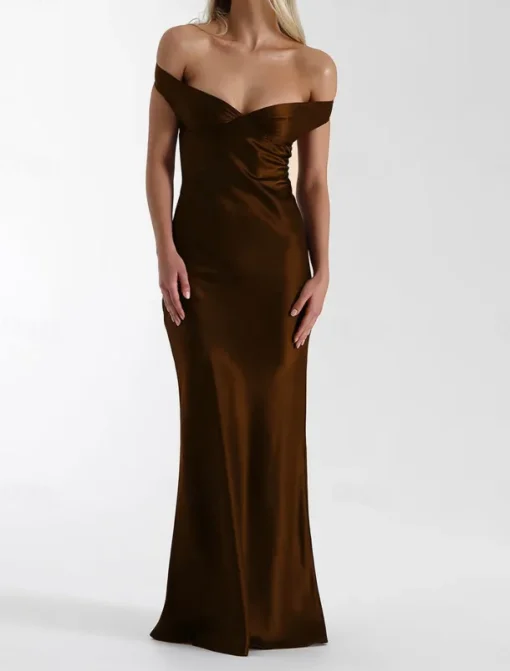 Dress Mermaid / Trumpet Party Dresses Elegant Dress Wedding Wedding Guest Floor Length Sleeveless Off Shoulder Backless with Ruched