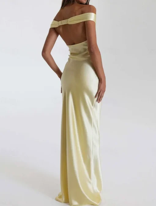 Dress Mermaid / Trumpet Party Dresses Elegant Dress Wedding Wedding Guest Floor Length Sleeveless Off Shoulder Backless with Ruched