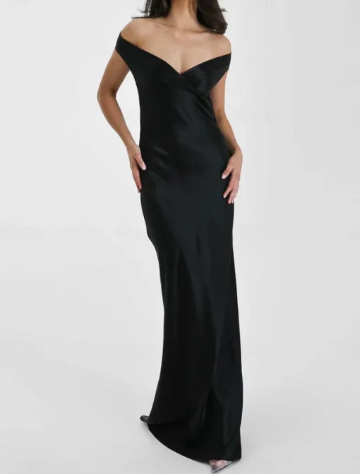 Dress Mermaid / Trumpet Party Dresses Elegant Dress Wedding Wedding Guest Floor Length Sleeveless Off Shoulder Backless with Ruched