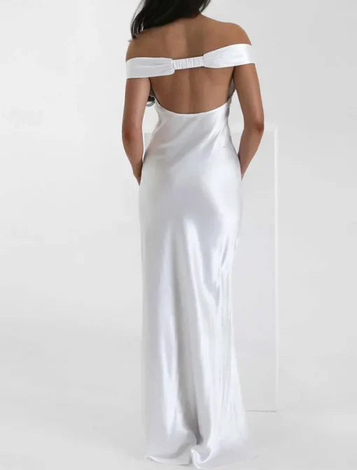 Dress Mermaid / Trumpet Party Dresses Elegant Dress Wedding Wedding Guest Floor Length Sleeveless Off Shoulder Backless with Ruched
