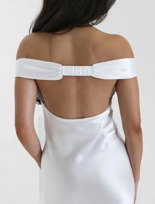 Dress Mermaid / Trumpet Party Dresses Elegant Dress Wedding Wedding Guest Floor Length Sleeveless Off Shoulder Backless with Ruched