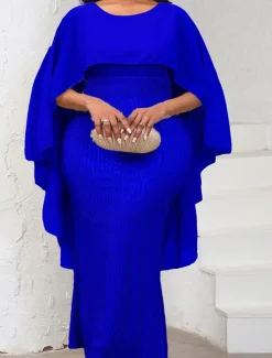 Dress Mother of the Bride Dress Elegant Crew Neck Floor Length Chiffon 3/4 Length Sleeve with Sequin