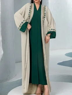 Dress Sets Mother of the Bride Dress Elegant V Neck Floor Length Chiffon Long Sleeve with Sequin Lace