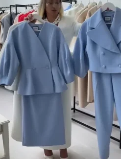 Dress Sets Mother of the Bride Dress Formal Wedding Guest Elegant V Neck Floor Length Polyester Long Sleeve with Buttons