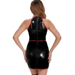 Dress Skin Suit Mini Dress Carnival Costume Women's Shiny Metallic Spandex Costume for Performance Club Pole Dance Halloween Carnival Adults'