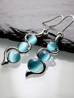 Drop Earrings Vintage Style Botanical Boho Earrings Jewelry Blue For Party Work 1 Pair