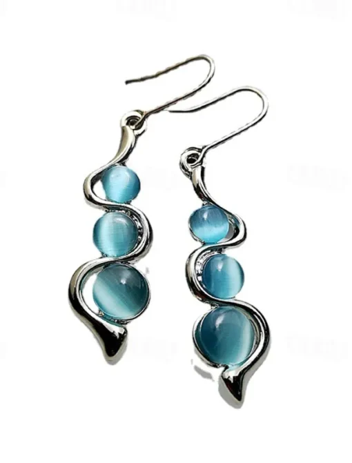 Drop Earrings Vintage Style Botanical Boho Earrings Jewelry Blue For Party Work 1 Pair