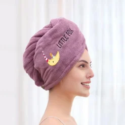 Dry Hair Cap Embroidery Cap Double-Layer Shower Cap Quick-Drying Strong Water Absorption Thickened Home Bag Hair Dry Hair Towel Back To School College Student