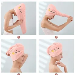 Dry Hair Cap Embroidery Cap Double-Layer Shower Cap Quick-Drying Strong Water Absorption Thickened Home Bag Hair Dry Hair Towel Back To School College Student