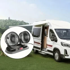 Dual Head USB Car Fan - High/Low Speeds Adjustable 5V/12V/24V Power - Effortless Car Cooling Solution for Portable Comfort