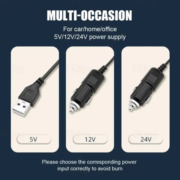 Dual Head USB Car Fan - High/Low Speeds Adjustable 5V/12V/24V Power - Effortless Car Cooling Solution for Portable Comfort