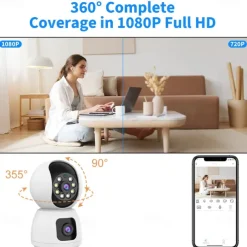 Dual Lens WiFi Camera Baby Monitor Smart Home Auto Tracking Indoor Home Security CCTV Video Surveillance
