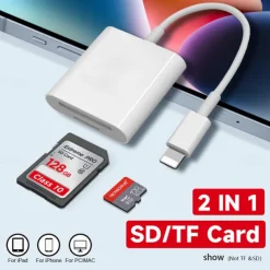 Dual Sd Card Reader Supports SD and TF Card Trail Portable Micro Sd Card Reader No Application Required for Camera iPhone iPad