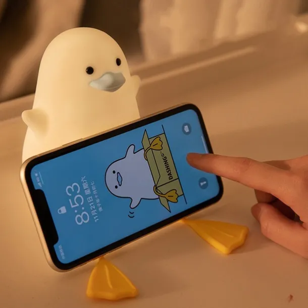Duck LED Night Lights Cute Silicone Lamp Rechargeable USB Sensor Timing Bedside Lamp For Bedroom Kids Gift