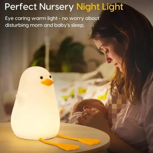 Duck LED Night Lights Cute Silicone Lamp Rechargeable USB Sensor Timing Bedside Lamp For Bedroom Kids Gift
