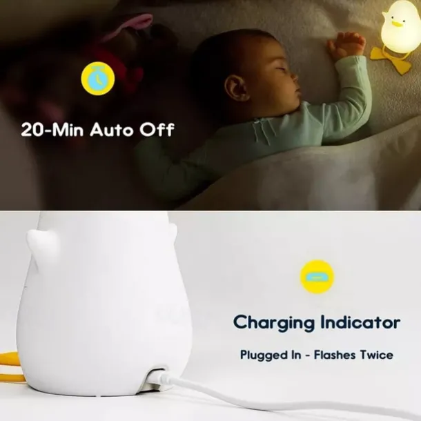 Duck LED Night Lights Cute Silicone Lamp Rechargeable USB Sensor Timing Bedside Lamp For Bedroom Kids Gift