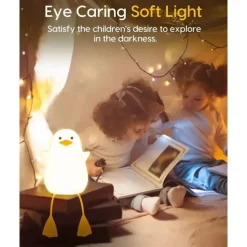 Duck LED Night Lights Cute Silicone Lamp Rechargeable USB Sensor Timing Bedside Lamp For Bedroom Kids Gift