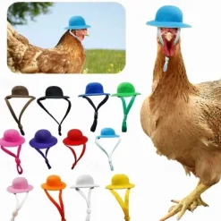 Durable Polyester Fiber Fun Chicken Hat with Drawstring Closure for Poultry Protection, Suitable for Various Chicken Breeds