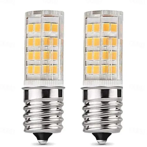 E17 LED Light Bulbs 5W Non-Dimmable Refrigerator Lights, Warm White/White 2pcs 110V-130V