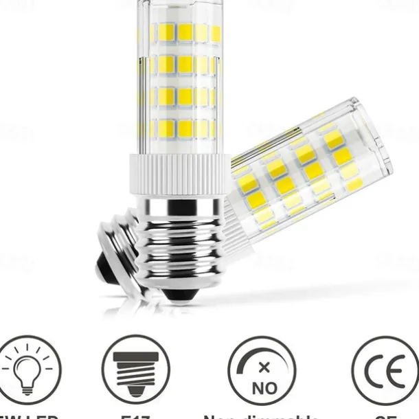 E17 LED Light Bulbs 5W Non-Dimmable Refrigerator Lights, Warm White/White 2pcs 110V-130V