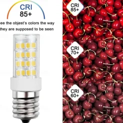 E17 LED Light Bulbs 5W Non-Dimmable Refrigerator Lights, Warm White/White 2pcs 110V-130V