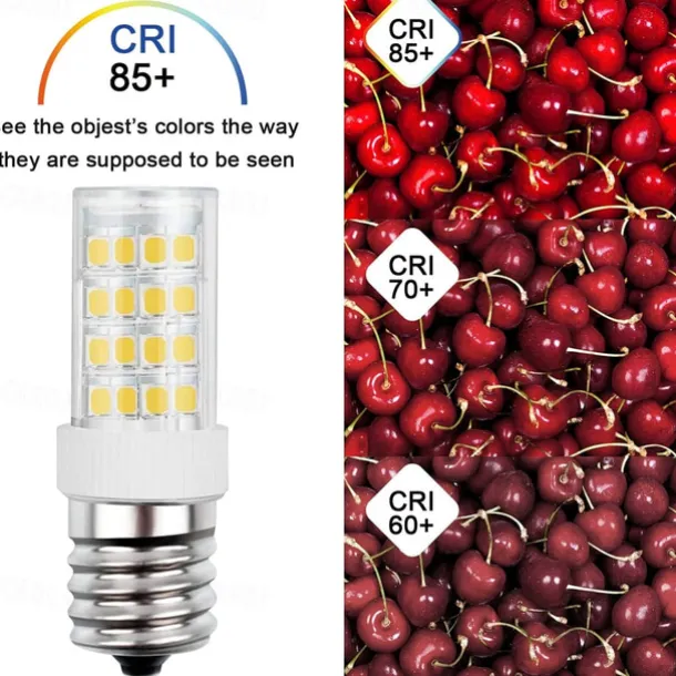 E17 LED Light Bulbs 5W Non-Dimmable Refrigerator Lights, Warm White/White 2pcs 110V-130V