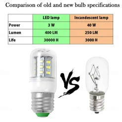 E26 LED Refrigerator Bulb 3W 120V 400LM 40W Equivalent Frigid-aire Bulb 2-Pack